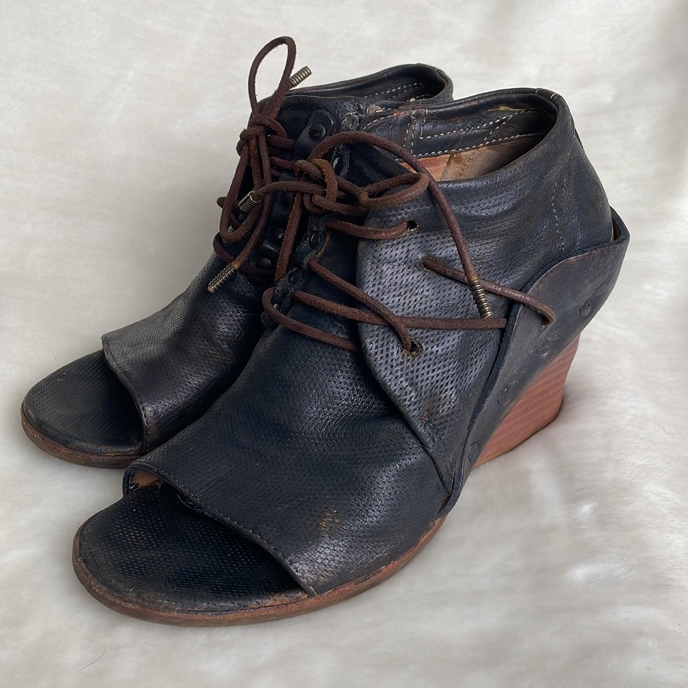 A.S98 Black Wedge Sandal Size 36
